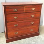 An early 20th century oak chest of two short over three long drawers, on plinth base, 106cmW