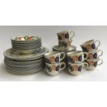 A Staffordshire tableware service, comprising dinner plates, bowls, side plates, saucers, teacups,