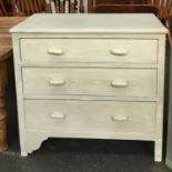 A small paint effect chest of three drawers, 77x42x71cmH