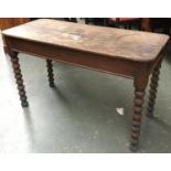 A 19th century side table on bobbin turned legs, 122x54x73cmH