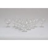 Twelve Rosenthal Studio Linie brandy balloon glasses, supported on stems with mottled opaque-white