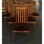 A set of six G-Plan Mid-century teak lathe back dining chairs