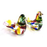 A pair of Murano glass birds, signed to base, 'A. Sy...?, Murano'