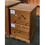 A pine filing cabinet with two drawers, 50cmW