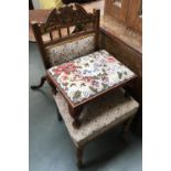 An early 20th century occasional chair, together with a foot stool