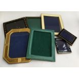 A mixture of quality photo frames, some leather and gilt, gilt metal, and hand painted enamel (7)