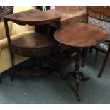 A Regency oval occasional table, on turned column and turned tripod cabriole base, 55cmW; together