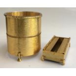 A Stylebuilt accessories New York 24kt gold plated tissue box and waste paper bin, 27cmH