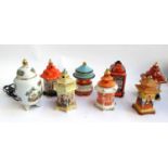 A quantity of oriental ceramics in the form of pagodas