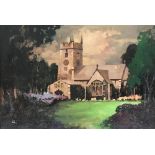 Leslie Carr (1891-1961), village church, oil on board, signed lower left, 53 x 79cm