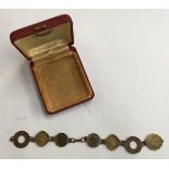 Bracelet with 5 annas coins and 2 coins India pice 1945