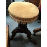 A Victorian tripod base circular stool, 48cmH