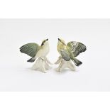 A pair of Karl Ens porcelain songbirds, each 9.5cm high