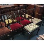 A harlequin set of four 19th century dining chairs, together with two carvers