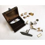 Small lot of cufflinks, one pair gold metal with faded marks