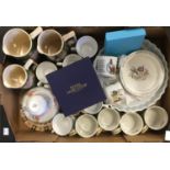 A mixed box of ceramics including Peter Rabbit bowl and mug, boxed jubilee Royal Worcester cup and