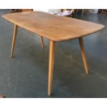 A mid century style blond oak dining table, 153cmW
