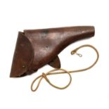 A brown leather holster by Hobson & Sons, London 1915, originally for Webley & Scott 38 service