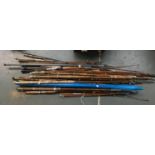 A large quantity of sea and coarse fishing rods, various materials