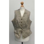 A ladies tattersall wool check hunting waistcoat, with five brass Eridge Hunt buttons