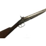 A Griffiths & Worsley 12 bore side by side pin fire double hammer non ejector shotgun, length of