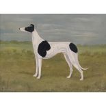 A Stevenson, portrait of a greyhound in landscape - 'Stately Stella', oil on canvas, signed and