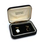 A pair of Hilditch & Key black onyx and yellow metal cufflinks in presentation box