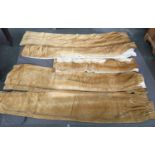 Two pairs of brown velvet curtains, the longer with 205cm drop; together with a single curtain,