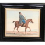 An early 19th century coloured engraving, 'L'Aimable Roue', large gentleman on a well bred horse,