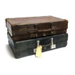 A navy Revelation vintage suitcase; together with a leather Revelation expanding suitcase with