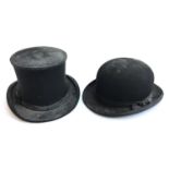 A Lock & Co. bowler hat together with a Bates Hatter, London opera hat