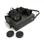 A pair of Greenkat 8x40 extra wide angle binoculars, in hard leather case