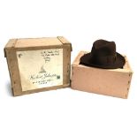 A Christys' London brown felt trilby hat, retailed by Stickland & Co. Sherbourne, approx. size 7, in