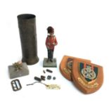 Somme interest: a mixed lot of military interest items to include a trench art vase decorated with h