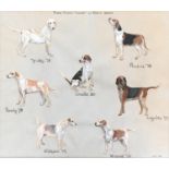 Fox hunting interest, Eridge Hounds 'Walked at Beech Green', watercolour and gouache, initialled GMK