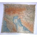 A WWII silk escape map scarf, double sided, Sheet E 'Germany (North), Protectorate (Bohemia &