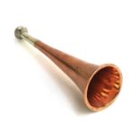 A Swaine & Adeney copper hunting horn, with nickel silver mouthpiece, stamped 'Swaine & Adeney,