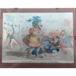 Hand coloured 19th century lithograph, 'Grand Combat Between The City Champions Gog And Magog', publ