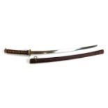 A Japanese WW2 samurai sword with scabbard, length of blade 69cm