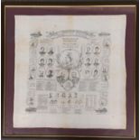 A commemorative framed Diamond Jubilee handkerchief 'A Souvenir of the Record of Reign of Queen