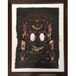 A framed hand embroidered silk commemorating the 1912-1913 Allied Forces in China, Jellalabad PA,