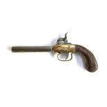 A mid-18th century percussion pistol, brass fittings marked BP, with maker's mark, the octagonal