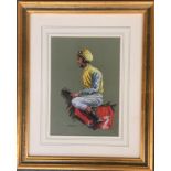 Amanda Gooseman, jockey up, gouache on paper, signed and dated 1991, 26x18cm