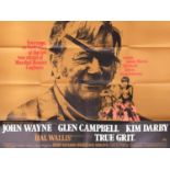 'True Grit' (1969), British quad film poster, starring John Wayne, Glen Campbell and Kim Darby,