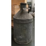 A galvanised milk pail with screw top, marked EP CO. Ltd., 57cm high