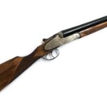 A Silver Kestrel 12 bore side by side ejector shotgun, double trigger, very pretty mock side lock