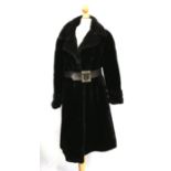 An Alexon ladies tweed style cape; together with a Leslie Lawrence faux fur coat, with belt (2)