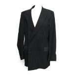 A Gieves & Hawkes double breasted grey pin stripe wool suit, 40" chest; the trousers with single