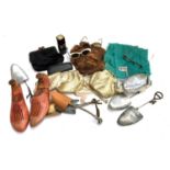 A mixed lot to include 1960s sunglasses, mohair scarf, shoe trees, etc