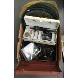 A Vigor SX fixed spool reel, boxed; together with various vintage keep nets, landing nets, tackle